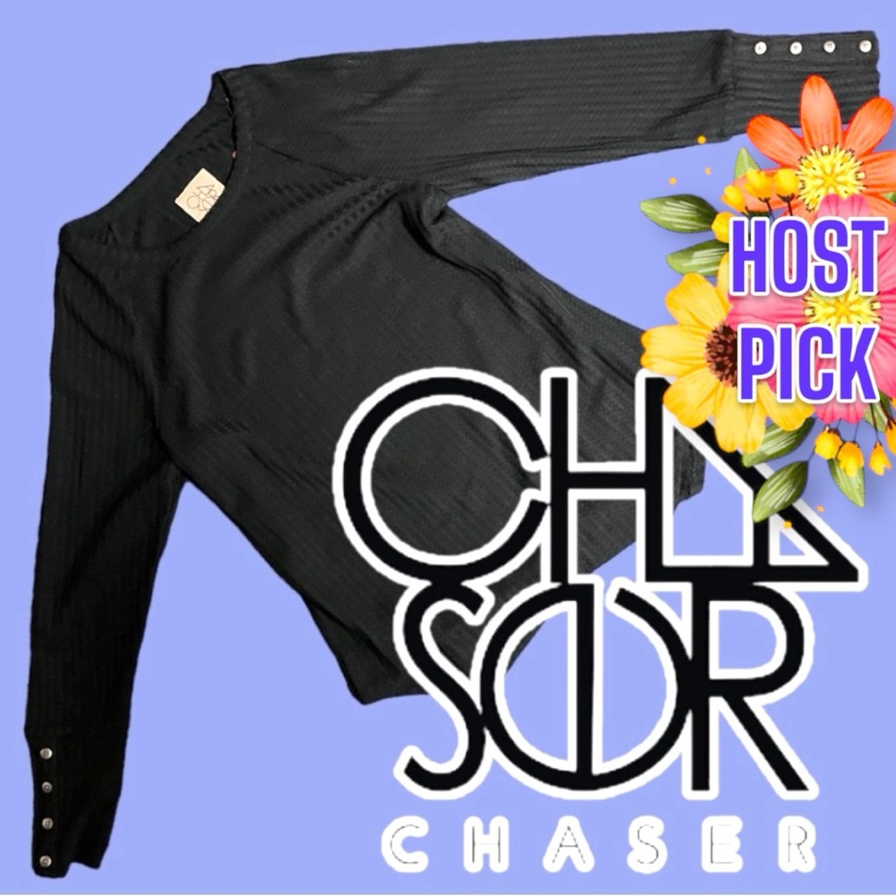 🎉HP🎉 NWT CHASER waffle knit pullover in black. Size Medium 🏃🏾‍♀️